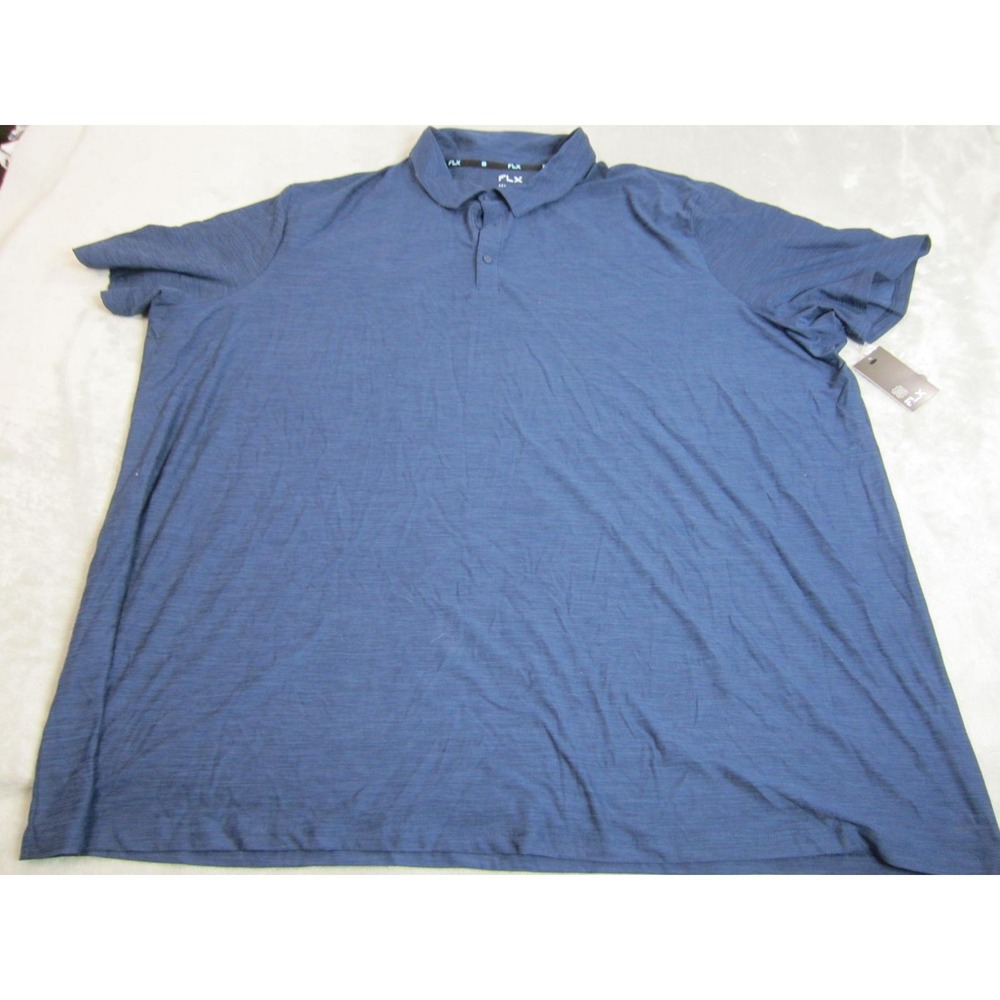 FLX Performance Polo Mens 4XB Blue Short Sleeve Stretch Space Dye Golf Shirt